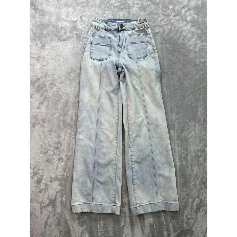 Lauren Conrad Super High Rise Wide Leg Denim Trousers Womens 2 Light Wash Boho